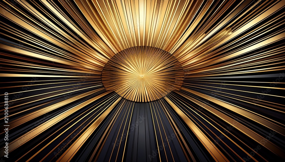 Obraz premium Luxury Gold And Black Sunburst Background With Radial Rays