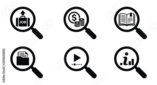 Foto Magnifying Glass Search Icons Flat Vector Illustration On White Background