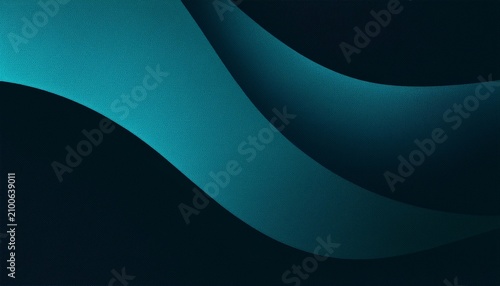 Dark Teal Grainy Noise Gradient Background With Smooth Flowing Shape Moody Minimal Deep Cyan Black Texture Backdrop For Website Header Presentation Banner Poster Design