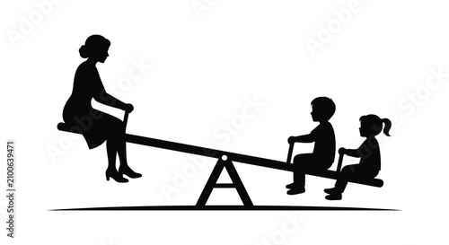 фотографія Seesaw With People Silhouette teeter totter playground equipment