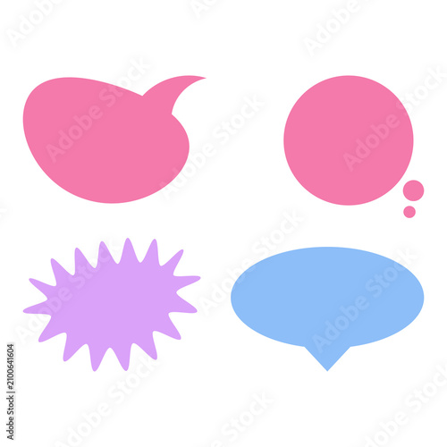 Colorful speech bubbles for comics or chat boxes with transparent background PNG