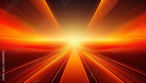 Vibrant Orange And Yellow Abstract Background With Glowing Horizon