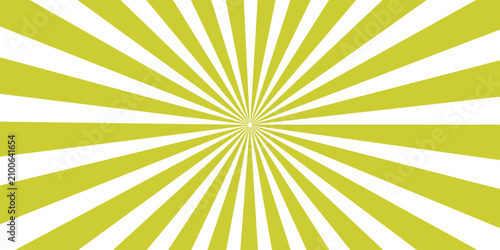 Schilderij op canvas An abstract, retro-inspired radial burst pattern in vibrant yellow and white, creating a dynamic visual effect that suggests energy and retro style