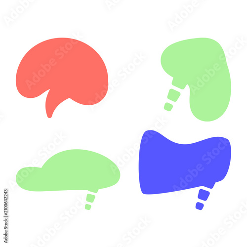 Four colorful speech bubbles on a transparent background for design use