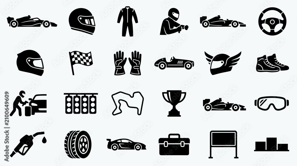 Obraz premium Racing and motorsport icons and symbols.