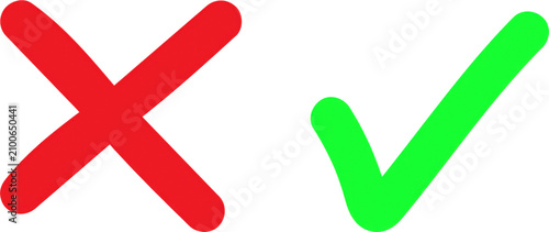 Red x and green check mark icons isolated on transparent background
