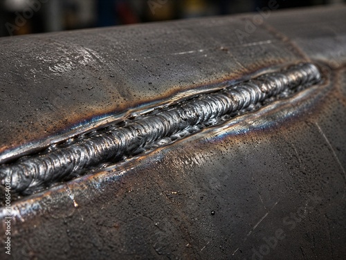 Undercut defect along a steel weld seam with an uneven groove at the weld toe. Welding inspection and structural quality concept.