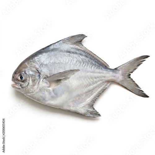 Whole Pomfret Fish Isolated on White Background