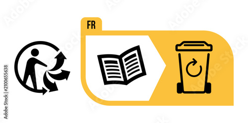 Triman logo information recyclable yellow logo