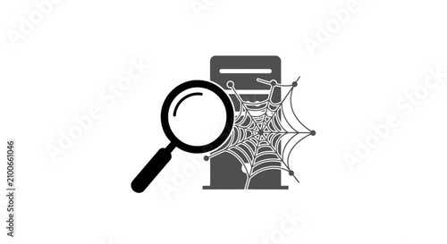 Foto Magnifying glass on a spider web.