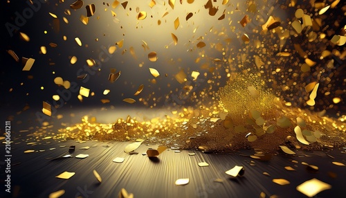 Falling Confetti Golden Particles