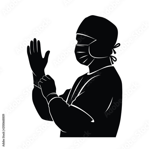 Photos Surgeon Wearing Mask And Gloves Black Silhouette