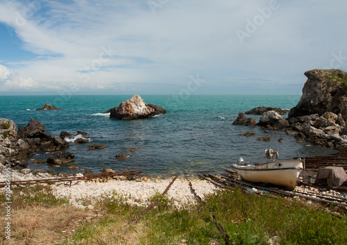 Beautiful rocks on seashore in village Tulenovo in Bulgaria