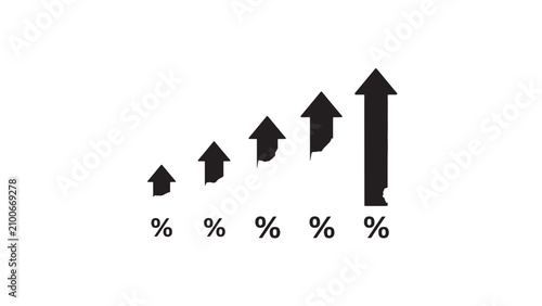 Growth and upward trend percentage icons