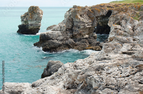 Beautiful rocks on seashore in village Tulenovo in Bulgaria