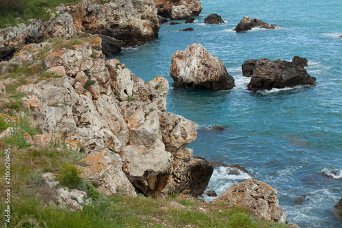 Beautiful rocks on seashore in village Tulenovo in Bulgaria