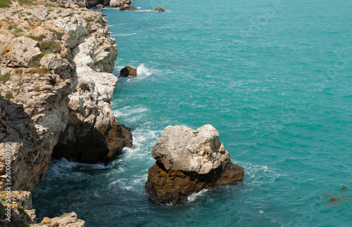 Beautiful rocks on seashore in village Tulenovo in Bulgaria