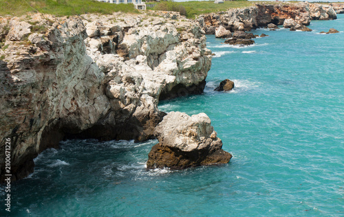 Beautiful rocks on seashore in village Tulenovo in Bulgaria
