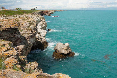 Beautiful rocks on seashore in village Tulenovo in Bulgaria