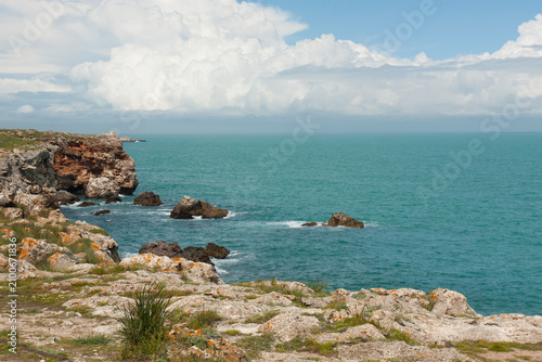Beautiful rocks on seashore in village Tulenovo in Bulgaria