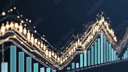 Abstract Financial Market Stock Exchange Data Visualization Representing Bullish Growth Trends and Digital Currency Trading Performance Analysis