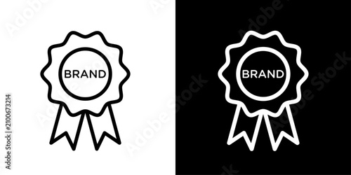 Obraz na płótnie Award medal icon with ribbon and brand label, for brand certification, quality b