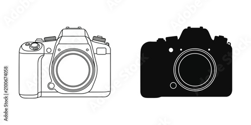 Bild auf Leinwand Professional digital dslr camera icon set for photography studio and creative me