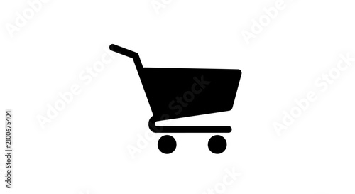 Black shopping cart icon on white.