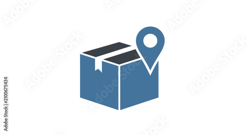 Blue delivery box with location pin.