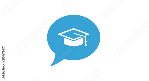 Graduation Cap Icon in Speech Bubble.