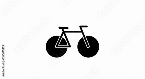 Black bicycle with white outline details.