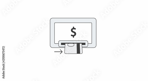 Money Cash Dollar Withdrawal Machine.