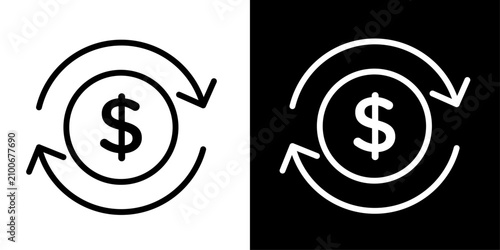фотографія Currency exchange icon with dollar sign and rotating arrows, for money conversio
