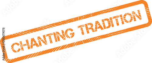 Quadro su tela Ancient Chanting Tradition orange stamp representing spiritual customs and rhyth