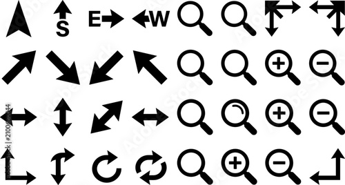 Foto Comprehensive vector icon set featuring essential web navigation arrows interfac