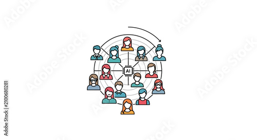 Foto People connected in a network circle.