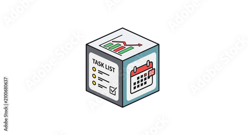 Colorful to do list cube block.