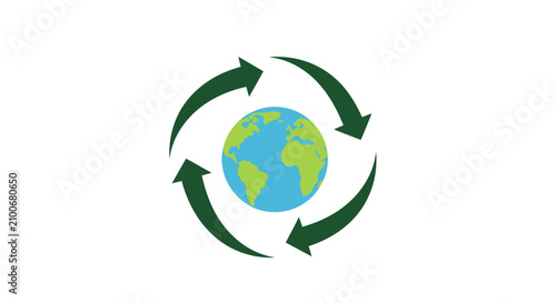 Earth Globe with Recycling Arrows.