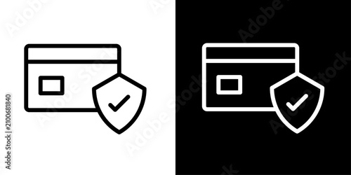 Secure card icon with shield and checkmark, for payment security, card protection, and safe transaction apps