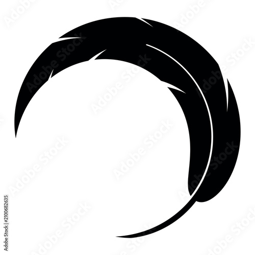 Foto Circular feather spiral emblem with dynamic rotational motion pattern