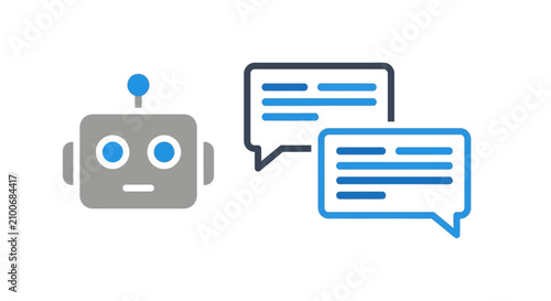 Konstfotografi Robot with speech bubbles chatting.