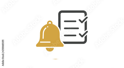 Canvastavla Golden bell with checklist icon.