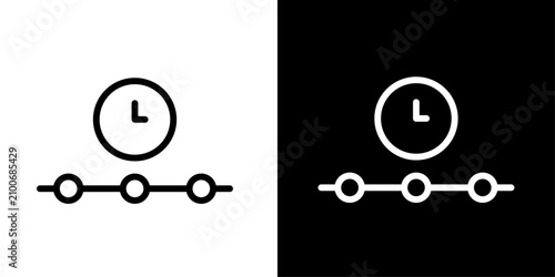 Принти на полотні Timeline icon with clock, for history, schedule, and progress tracking apps