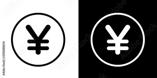 Line style yen currency icon, ideal for finance, banking, and international money exchange apps.