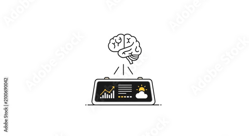 Quadro su tela Brain with ideas from computer screen.