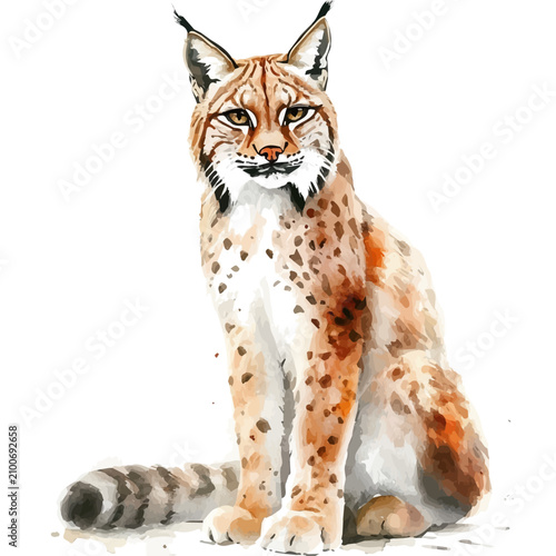 Canvas Print watercolor of Lynx, vector, isolated on a white background.