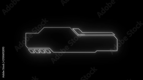 White neon frame designs create a minimalist geometric digital border. Contemporary tech presentation text fits cleanly inside this bright outline box. The white neon frame shines.