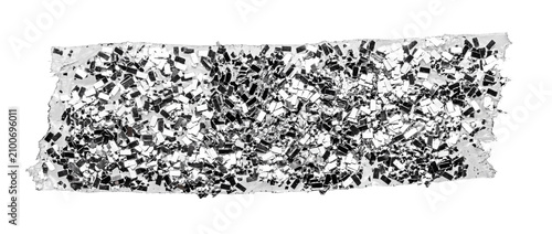Ripped silver glitter tape strip with metallic sequins isolated on transparent background, PNG element