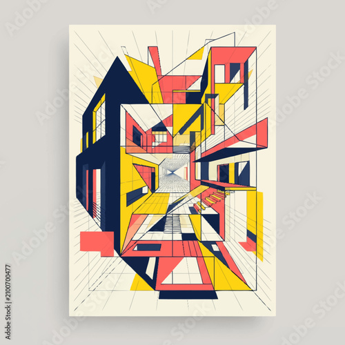 Принти на полотні Colorful Geometric Abstract Architecture Artwork.