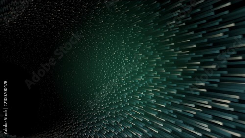 This renders a panoramic view of data flowing through a digital space. It represents the themes of privacy and communication in a virtual setting.